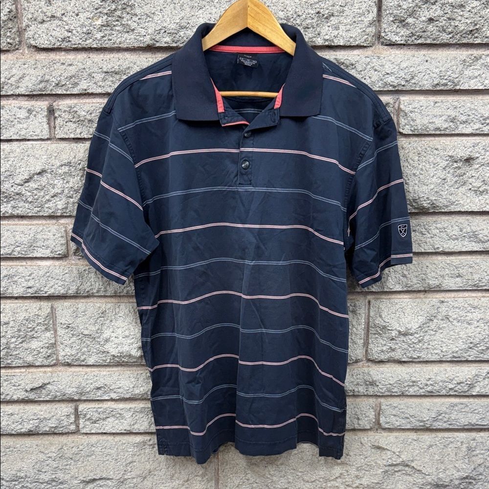 Nike Men's Dark Blue and Light Pink Polo Shirt